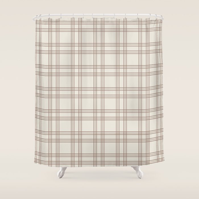 Brown And Cream Gingham Shower Curtain Gallery Image 1