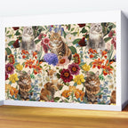 Cat and Floral Pattern IV Wall Mural Gallery Image 2