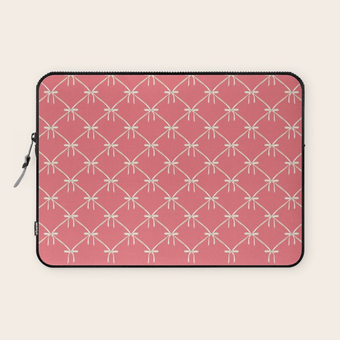Bows & Ribbons Pattern LII Coral Pink Laptop Sleeve Gallery Image 1