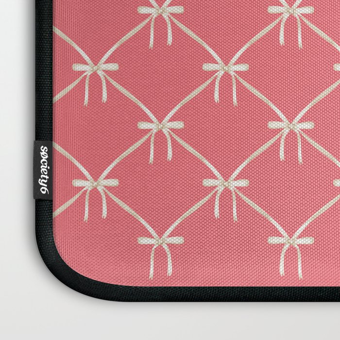 Bows & Ribbons Pattern LII Coral Pink Laptop Sleeve Gallery Image 3