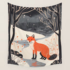Winter River Fox Wall Tapestry Gallery Image 4