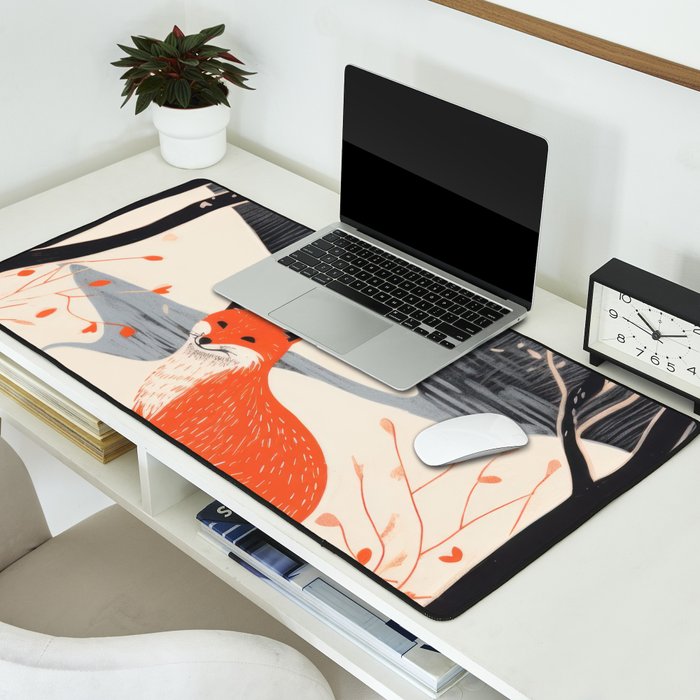 Winter River Fox Desk Mat Gallery Image 2