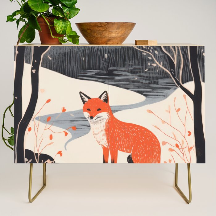 Winter River Fox Credenza Gallery Image 1