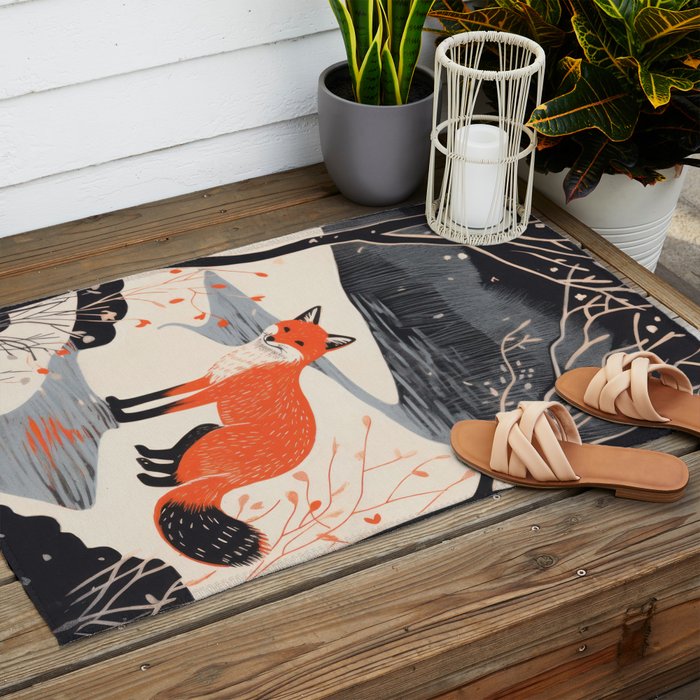 Winter River Fox Outdoor Rug Gallery Image 2