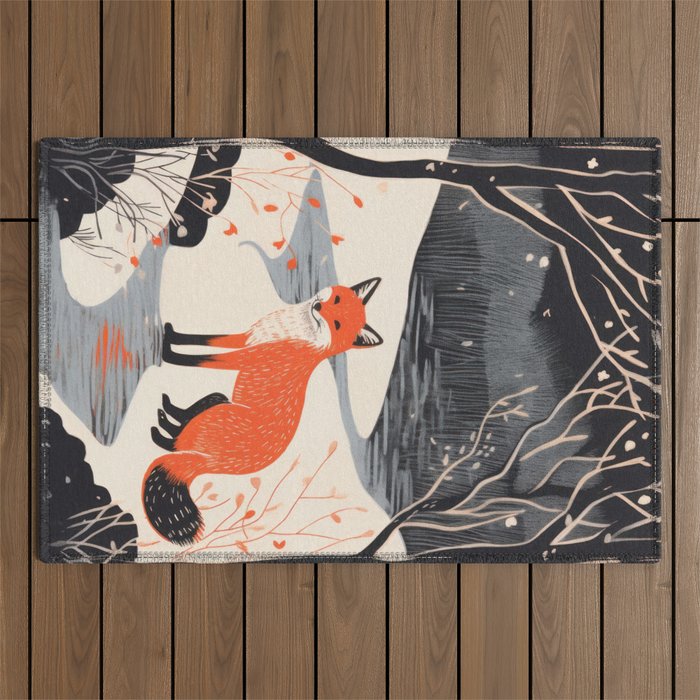 Winter River Fox Outdoor Rug Gallery Image 1