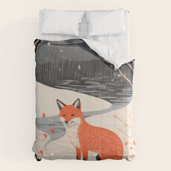 Winter River Fox Comforter Gallery Image 1