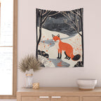 Winter River Fox Wall Tapestry Gallery Image 2