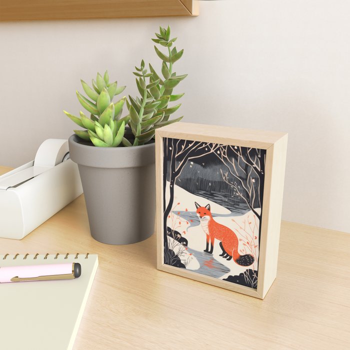 Winter River Fox Mini Art Print Gallery Image 2