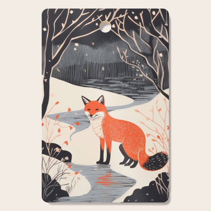 Winter River Fox Cutting Board Gallery Image 1