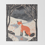 Winter River Fox Throw Blanket Gallery Image 2