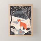 Winter River Fox Mini Art Print Gallery Image 1