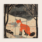 Winter River Fox Wood Wall Art Gallery Image 1