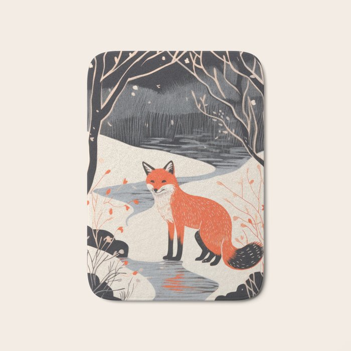 Winter River Fox Bath Mat Gallery Image 1