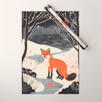 Winter River Fox Wrapping Paper Gallery Image 1