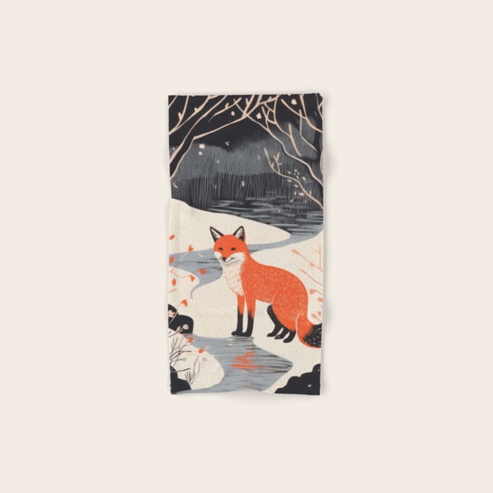 Winter River Fox Bath Towel Gallery Image 1