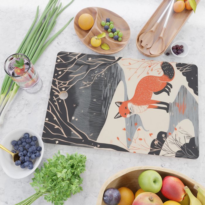 Winter River Fox Cutting Board Gallery Image 2