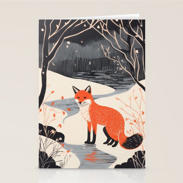 Winter River Fox Stationery Card Gallery Image 2