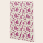 Magenta Alien Abduction Toile De Jouy Pattern Wallpaper Gallery Image 2
