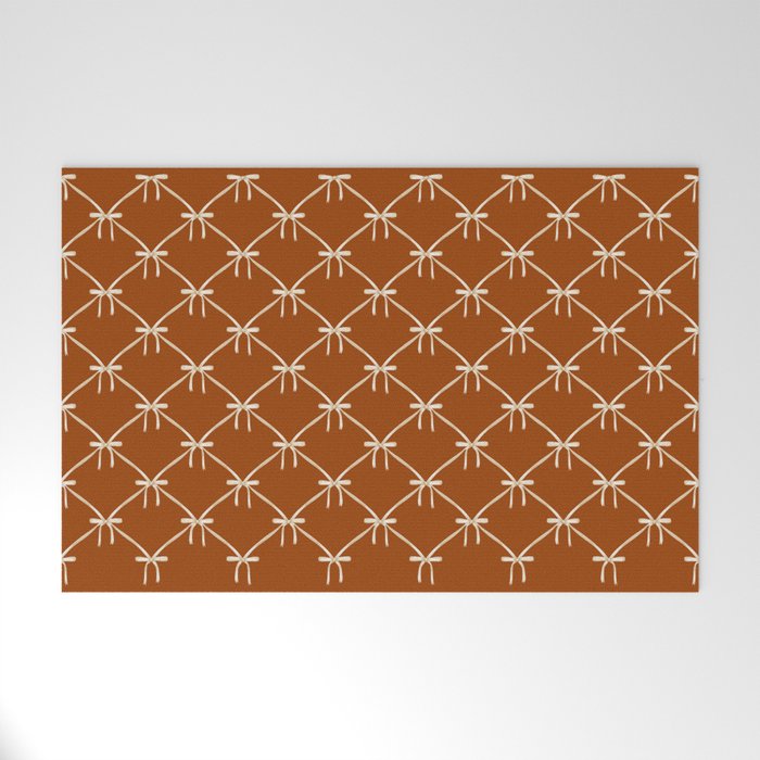 Bows & Ribbons Pattern XIV Rust Welcome Mat Gallery Image 1