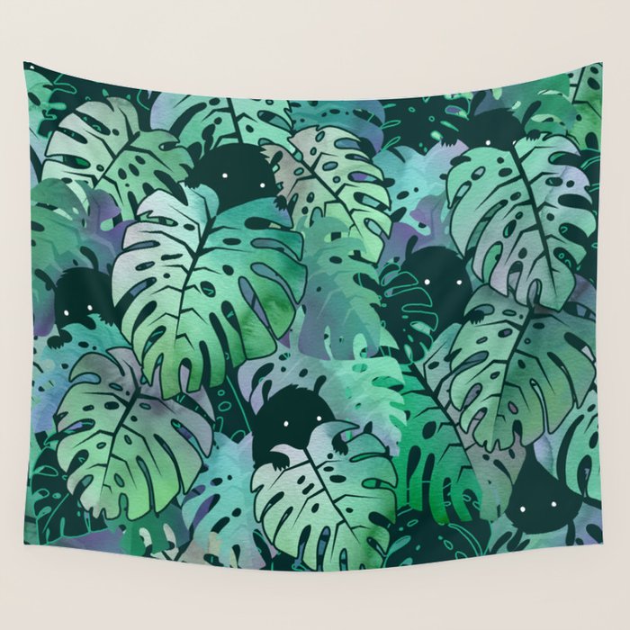 Monstera Monsters Wall Tapestry Gallery Image 4