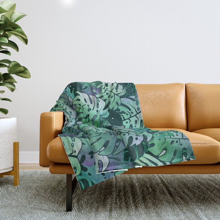 Monstera Monsters Throw Blanket Gallery Image 1