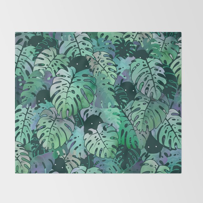 Monstera Monsters Throw Blanket Gallery Image 2