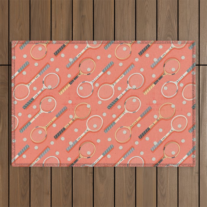 Retro Tennis on Clay Outdoor Rug Gallery Image 1
