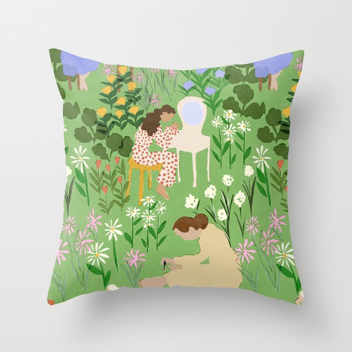 Getting Ready With Girls Throw Pillow Gallery Image 6