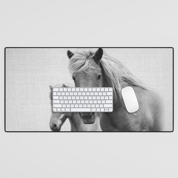 Horses - Black & White Desk Mat Gallery Image 1