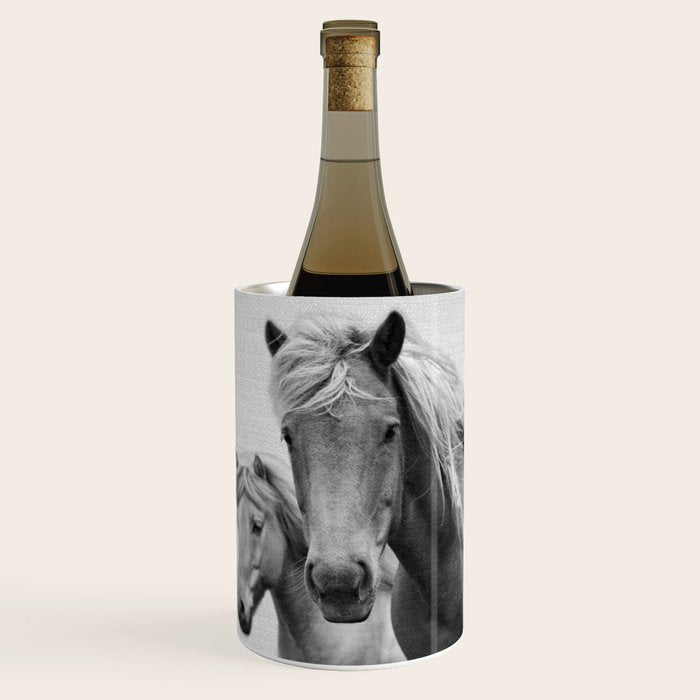 Horses - Black & White Wine Chiller Gallery Image 1