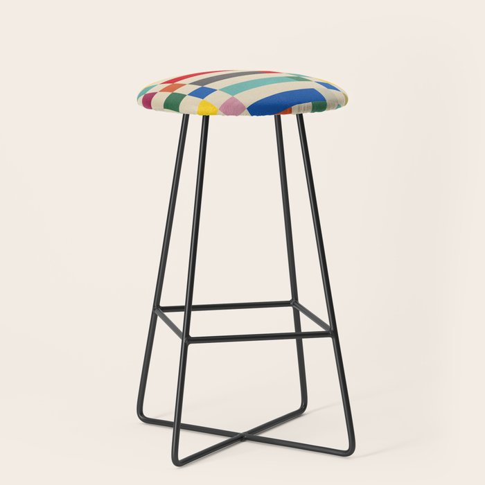 Modern Playful Checkered Abstract Stool Gallery Image 1