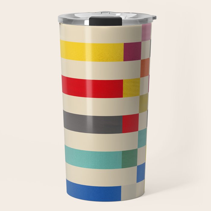 Modern Playful Checkered Abstract Travel Mug Gallery Image 1