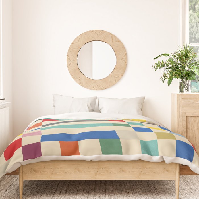 Modern Playful Checkered Abstract Duvet Cover Gallery Image 3