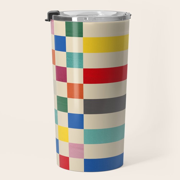 Modern Playful Checkered Abstract Travel Mug Gallery Image 3