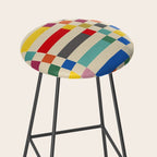 Modern Playful Checkered Abstract Stool Gallery Image 2