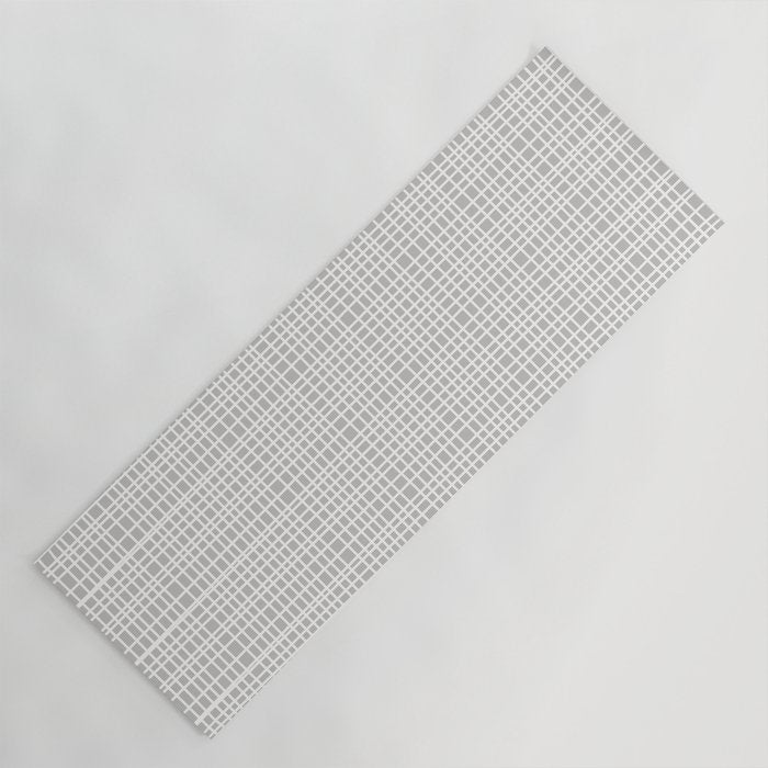 Fine Weave Mid-Century Modern Minimalistic Pattern in White and Light Gray Yoga Mat Gallery Image 1
