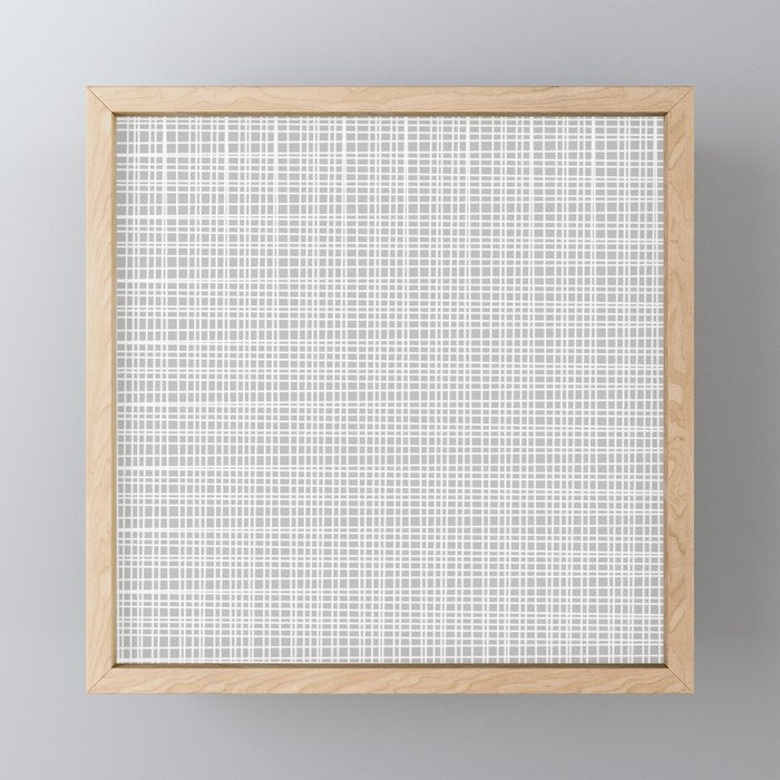 Fine Weave Mid-Century Modern Minimalistic Pattern in White and Light Gray Mini Art Print Gallery Image 1
