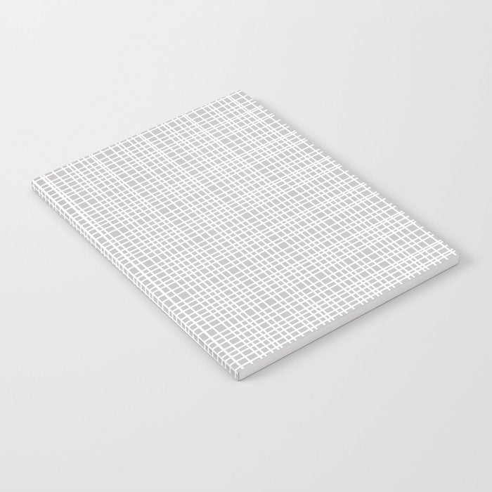 Fine Weave Mid-Century Modern Minimalistic Pattern in White and Light Gray Notebook Gallery Image 1