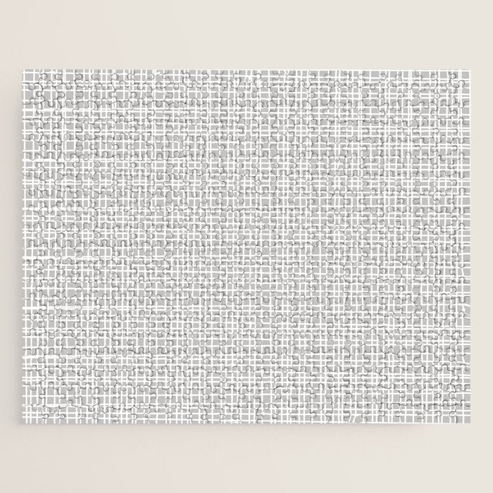 Fine Weave Mid-Century Modern Minimalistic Pattern in White and Light Gray Jigsaw Puzzle Gallery Image 1