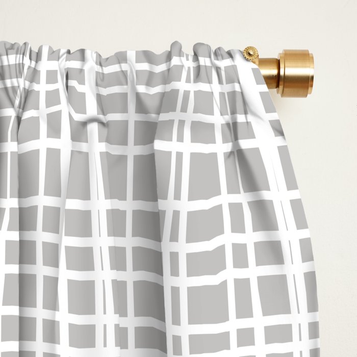 Fine Weave Mid-Century Modern Minimalistic Pattern in White and Light Gray Window Curtain Gallery Image 2
