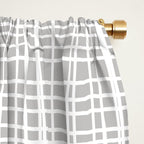 Fine Weave Mid-Century Modern Minimalistic Pattern in White and Light Gray Window Curtain Gallery Image 2
