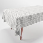 Fine Weave Mid-Century Modern Minimalistic Pattern in White and Light Gray Tablecloth Gallery Image 1
