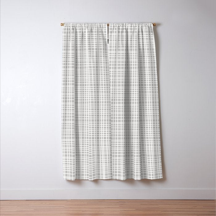 Fine Weave Mid-Century Modern Minimalistic Pattern in White and Light Gray Window Curtain Gallery Image 3
