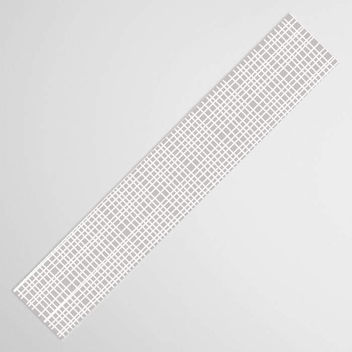 Fine Weave Mid-Century Modern Minimalistic Pattern in White and Light Gray Table Runner Gallery Image 3