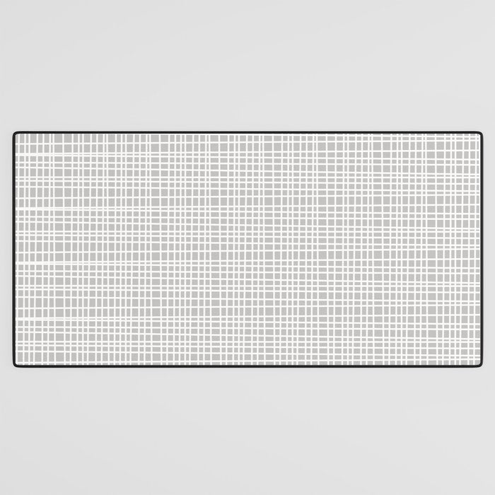 Fine Weave Mid-Century Modern Minimalistic Pattern in White and Light Gray Desk Mat Gallery Image 3