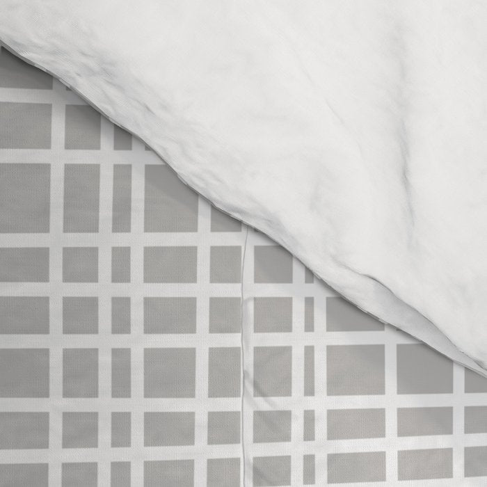 Fine Weave Mid-Century Modern Minimalistic Pattern in White and Light Gray Comforter Gallery Image 4