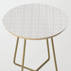 Fine Weave Mid-Century Modern Minimalistic Pattern in White and Light Gray Side Table Gallery Image 2
