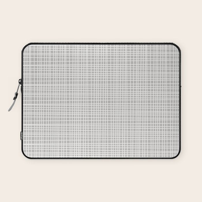 Fine Weave Mid-Century Modern Minimalistic Pattern in White and Light Gray Laptop Sleeve Gallery Image 1
