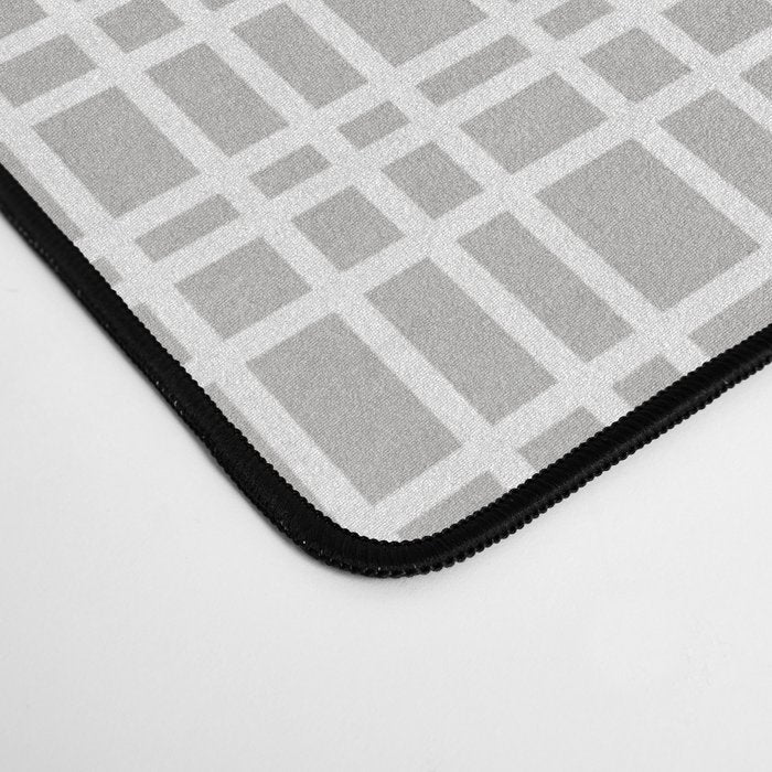 Fine Weave Mid-Century Modern Minimalistic Pattern in White and Light Gray Desk Mat Gallery Image 4