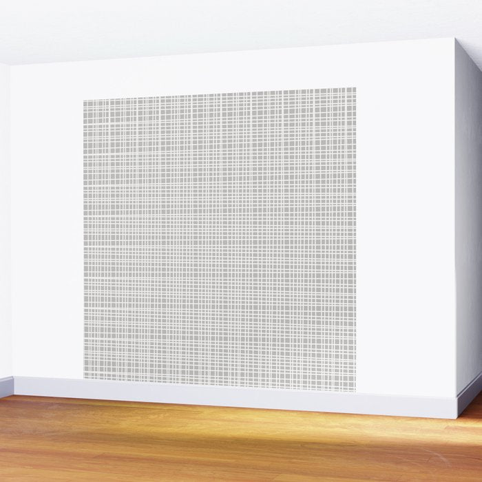 Fine Weave Mid-Century Modern Minimalistic Pattern in White and Light Gray Wall Mural Gallery Image 2